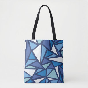 Abstract Blue Ice Crsytal Pattern Tote Bag