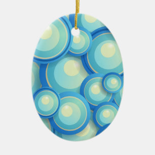Abstract blue in green ceramic ornament