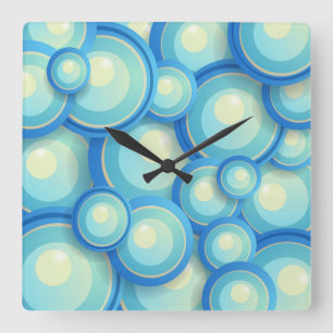 Abstract blue in green square wall clock