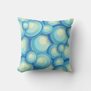 Abstract blue in green throw pillow