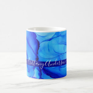 Abstract Blue Indigo Unique Custom Coffee Mug