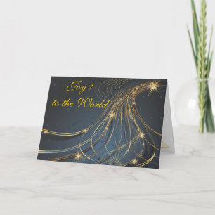 Abstract Blue Joy to the World Christmas Card