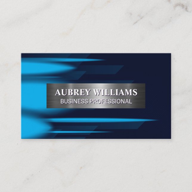 Abstract Blue Layers Background Business Card (Front)