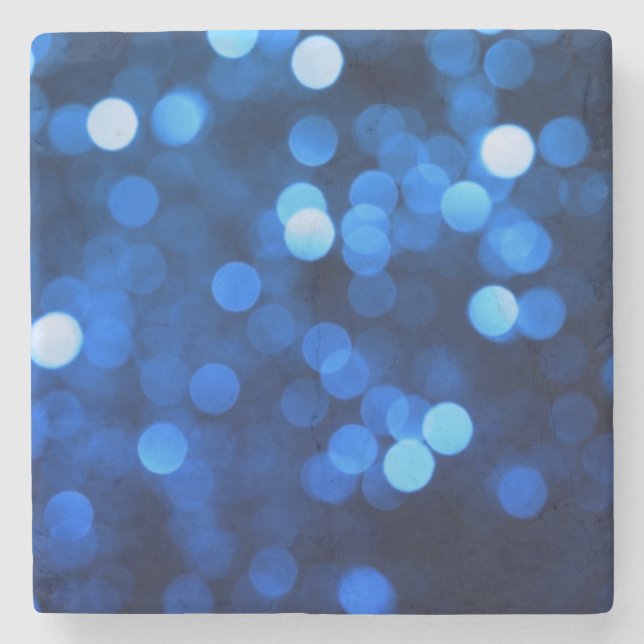 Abstract blue light dots stone coaster (Front)
