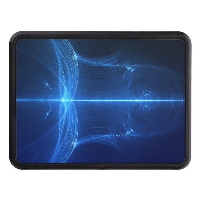Abstract Blue Light Wave Trailer Hitch Cover (Front)