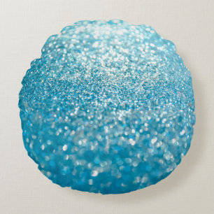 Abstract blue lights, artistic background. round pillow