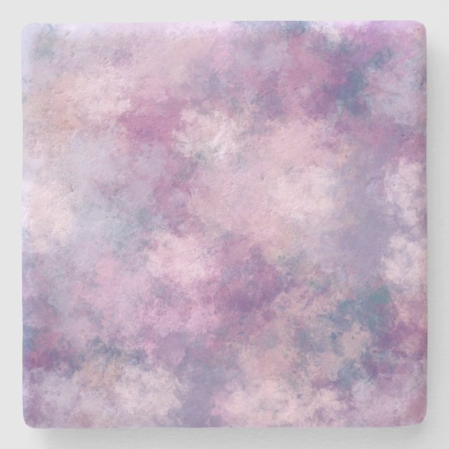 Abstract Blue, Lilac, Pink Acrylic Painting Stone Coaster (Front)