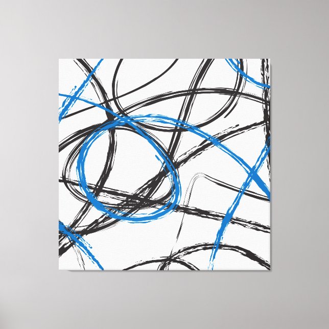 ABSTRACT BLUE LINES DESIGN ART ON CANVAS (Front)