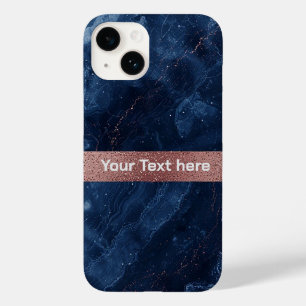 Abstract Blue Marble Art with Gold Glitter Accents Case-Mate iPhone 14 Case
