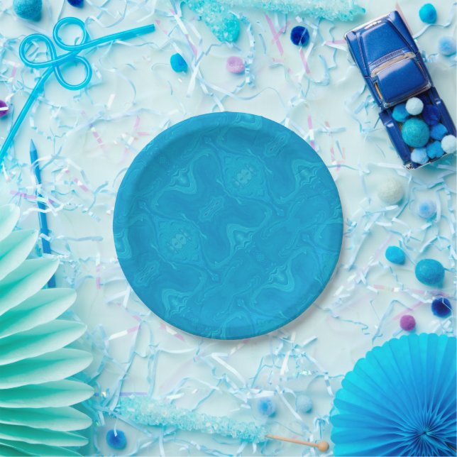 Abstract Blue Marble Personalized HP Lap Paper Plate (Party)
