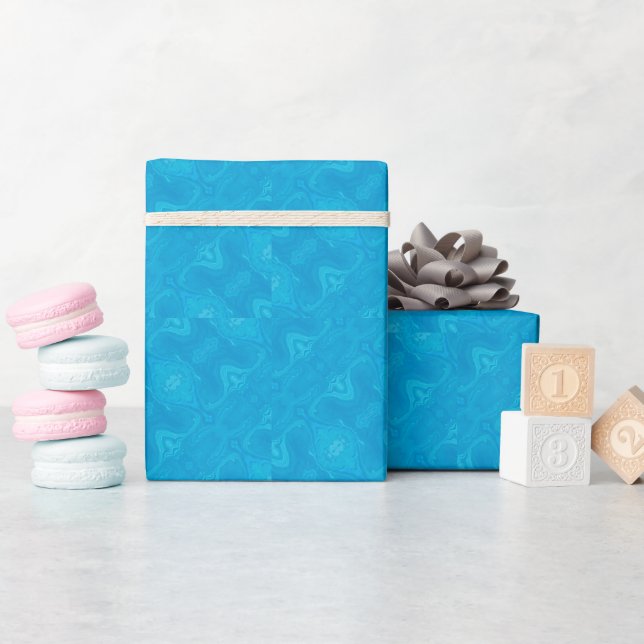 Abstract Blue Marble Personalized HP Lap Wrapping Paper (Baby Shower)