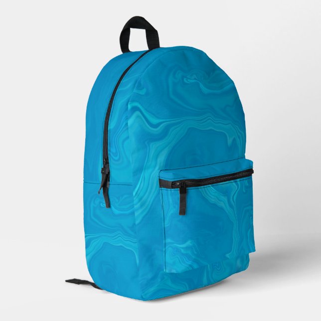 Abstract Blue Marble Personalized  Printed Backpack (Back Corner Left)