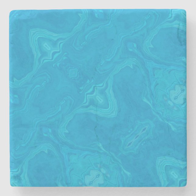 Abstract Blue Marble Personalized  Stone Coaster (Front)