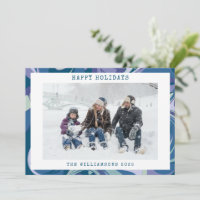 Abstract Blue Marble Swirl Stylish Custom Photo