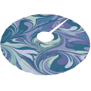 Abstract Blue Marble Swirl Stylish Personalized Brushed Polyester Tree Skirt