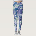 Abstract Blue Marble Swirl Stylish Personalized Leggings<br><div class="desc">A fun abstract marbling swirls graphic design in a colourful palette of soft minty green,  periwinkle,  blue,  and purple.</div>