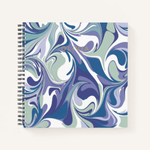 Abstract Blue Marble Swirl Stylish Personalized Notebook