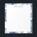 Abstract Blue Marble Swirl Stylish Personalized Notepad<br><div class="desc">A fun abstract marbling swirls graphic design in a colourful palette of soft minty green,  periwinkle,  blue,  and purple,  personalized with your name or word of choice.</div>