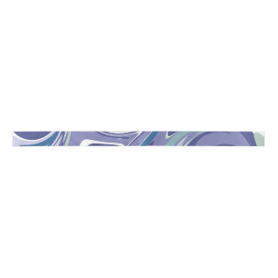 Abstract Blue Marble Swirl Stylish Personalized Satin Ribbon
