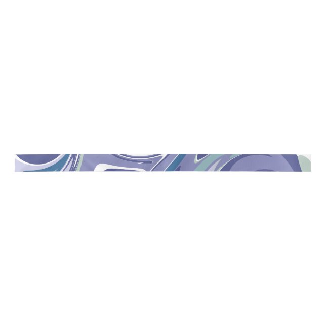 Abstract Blue Marble Swirl Stylish Personalized Satin Ribbon (Front)