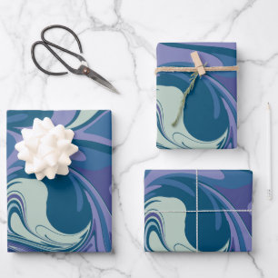Abstract Blue Marble Swirl Stylish Personalized  Wrapping Paper Sheet