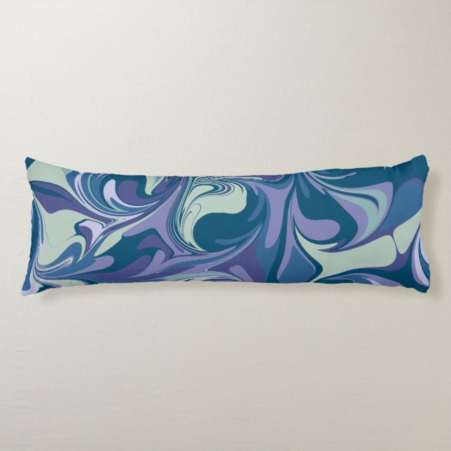 Abstract Blue Marble Swirl Stylish Unique Colourfu Body Pillow (Front)