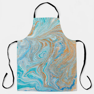 Abstract blue marble texture apron