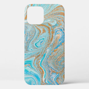 Abstract blue marble texture iPhone 12 case