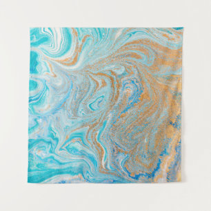 Abstract blue marble texture tapestry