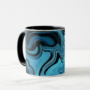 Abstract Blue Marble Wave Design Mug