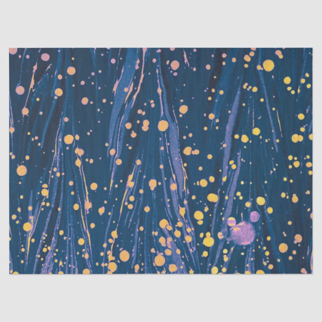 ABSTRACT BLUE MARBLED PAPER WITH GOLD SPLASHES (Front)