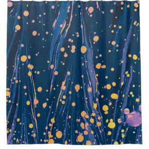 ABSTRACT BLUE MARBLED PAPER WITH GOLD SPLASHES