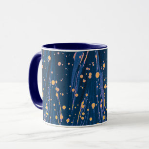 ABSTRACT BLUE MARBLED PAPER WITH GOLD SPLASHES MUG