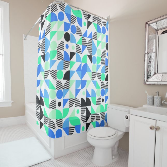 Abstract Blue Mint Geometric Pattern (In Situ)