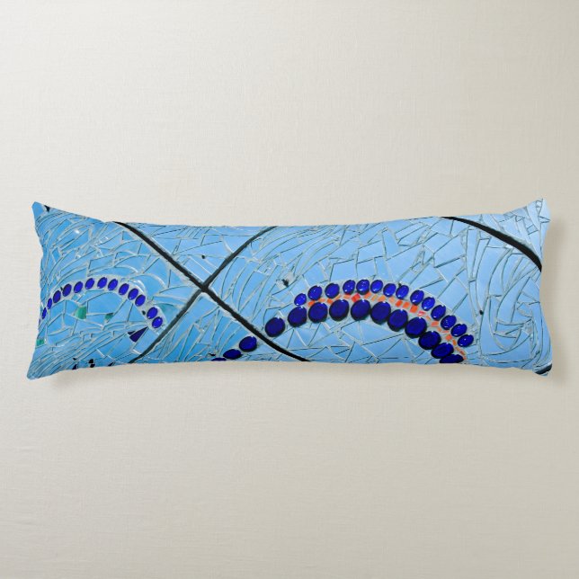 Abstract Blue Mirror Mosaic Body Pillow (Front)