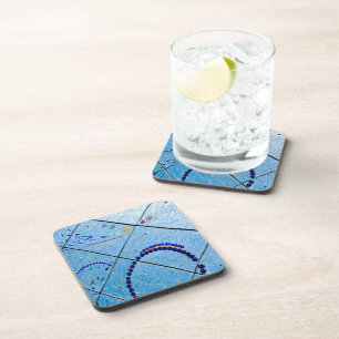 Abstract Blue Mirror Mosaic Coaster