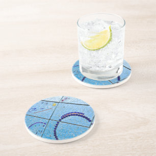 Abstract Blue Mirror Mosaic Coaster