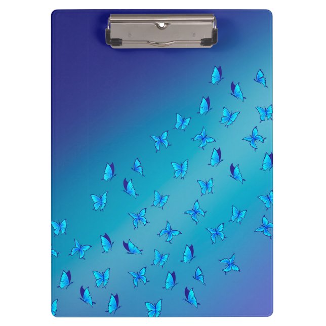 Abstract Blue Moonbeams and Butterflies Clipboard (Front)
