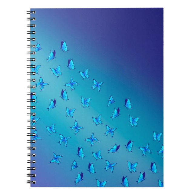 Abstract Blue Moonbeams and Butterflies Notebook (Front)