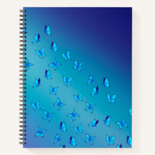Abstract Blue Moonbeams and Butterflies Notebook