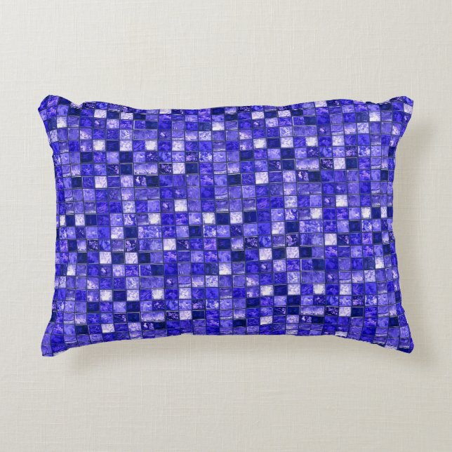 Abstract Blue Mosaic Design With Glowing Textures Accent Pillow (Front)