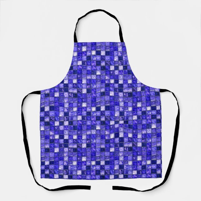 Abstract Blue Mosaic Design With Glowing Textures Apron (Front)