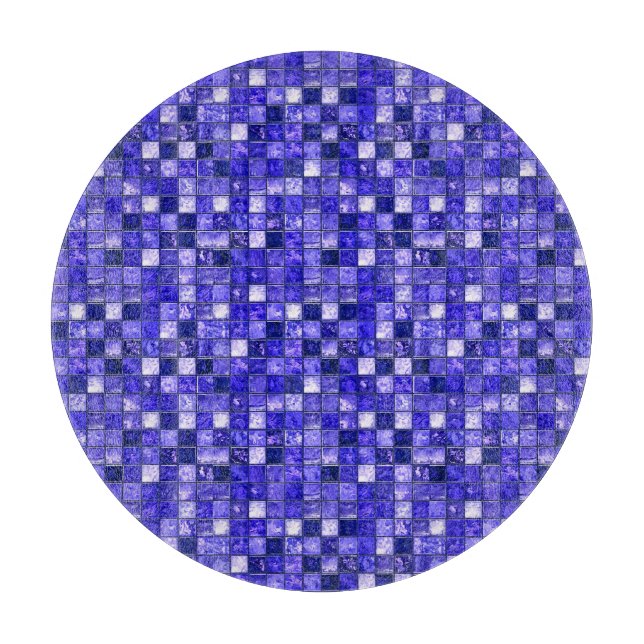 Abstract Blue Mosaic Design With Glowing Textures Cutting Board (Front)