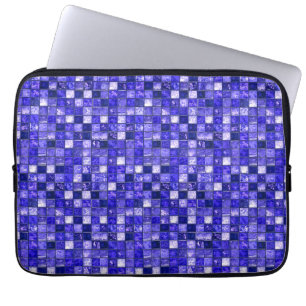 Abstract Blue Mosaic Design With Glowing Textures Laptop Sleeve