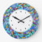 Abstract Blue Mosaic Pattern numbered clock
