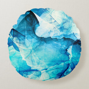 Abstract blue motion: fractal composition. round pillow