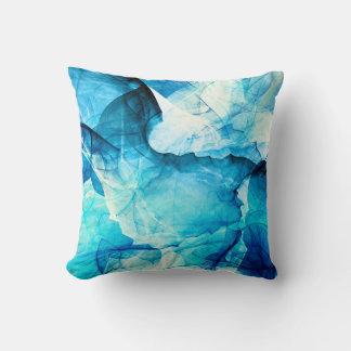 Abstract blue motion: fractal composition. throw pillow
