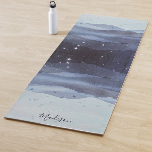 Abstract Blue Mountains Stars Personalized Yoga Mat