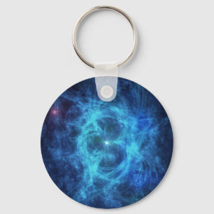Abstract Blue Nebula Keychain