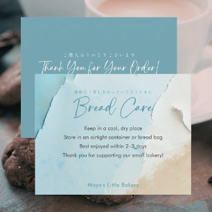 Abstract Blue Ocean Bread Care Instructions Thank You Card